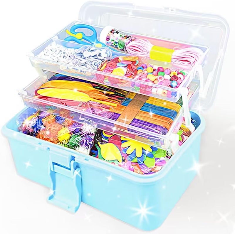 VLUSSO 3000Pcs Arts and Crafts Supplies for Kids Girls 8-12 Craft Kit with Pipe Cleaners Beads Crafts for Kids DIY School Supplies Set Crafting Box for Girls Boys Age 4-6, 6-8, 8-12 Years Gifts - Image 1